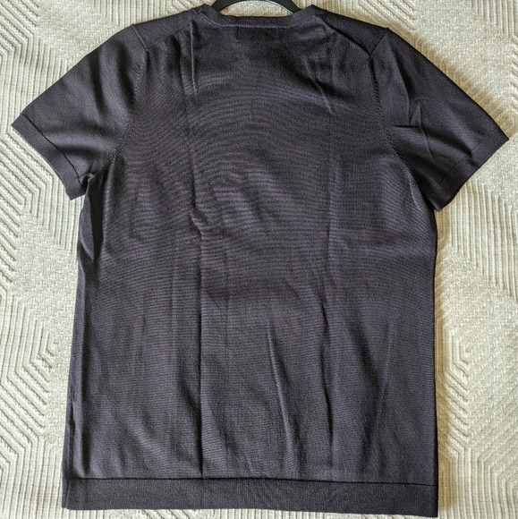 Land's End Short Sleeve Fine gauge Jewelneck Sweater - True Navy Women's Large - Picture 3 of 10